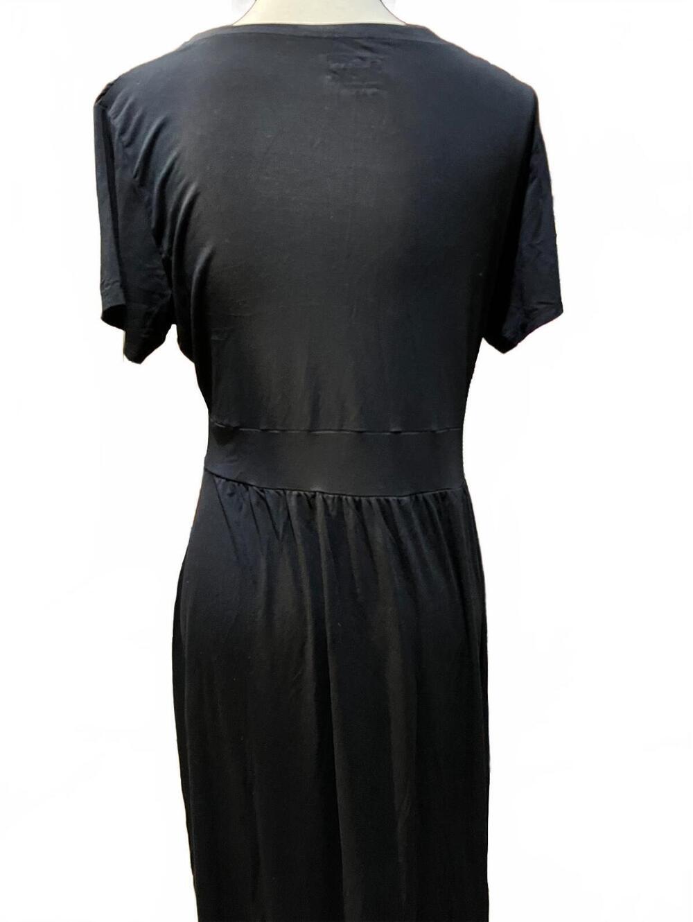 LL Bean Soft Stretchy Jersey Knit Pullover A-Line Navy Blue Dress-Size Medium - Picture 5 of 6